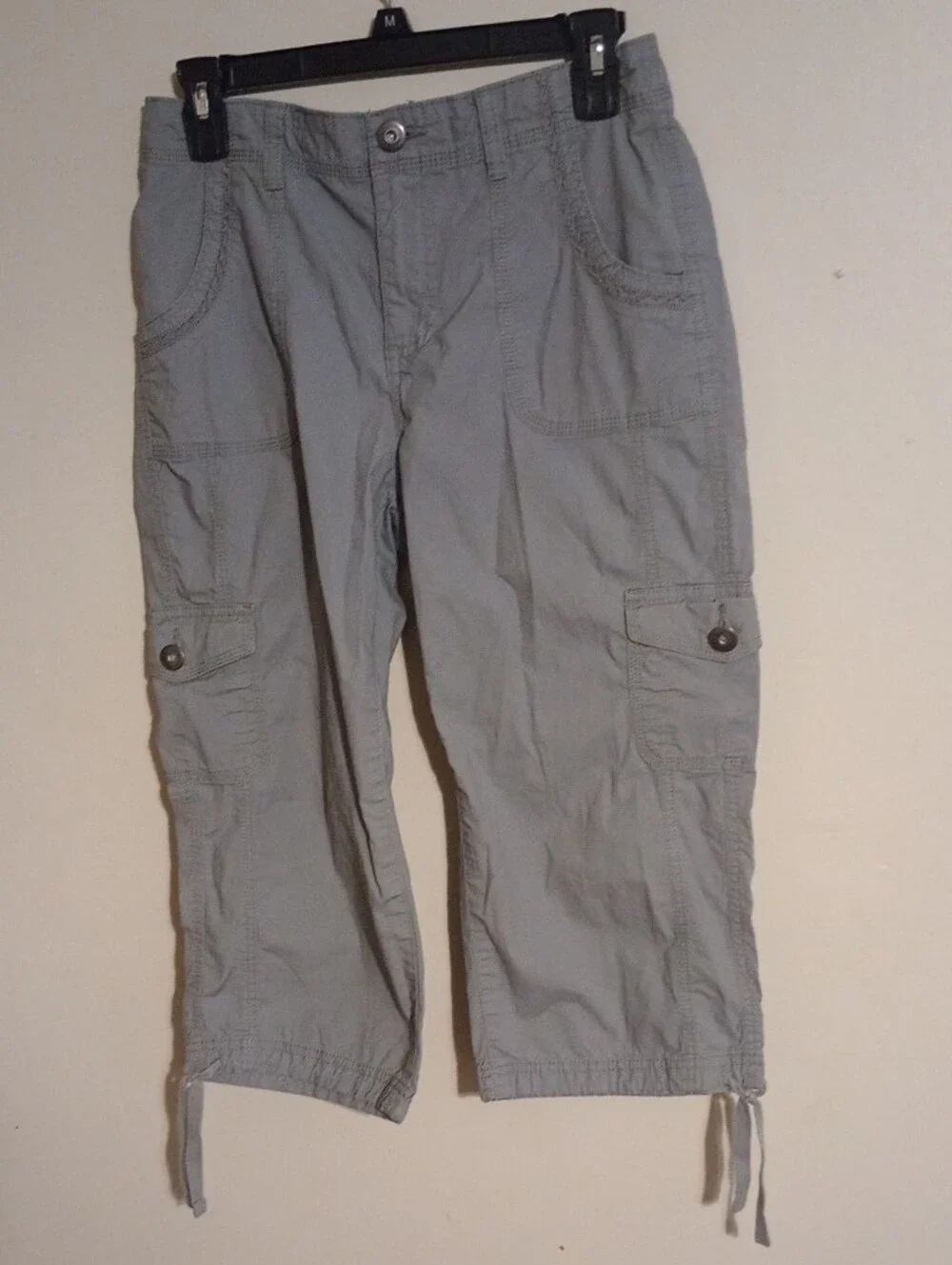 St Johns Bay  Cargo Shorts in Light Gray with Button-Flap Pockets